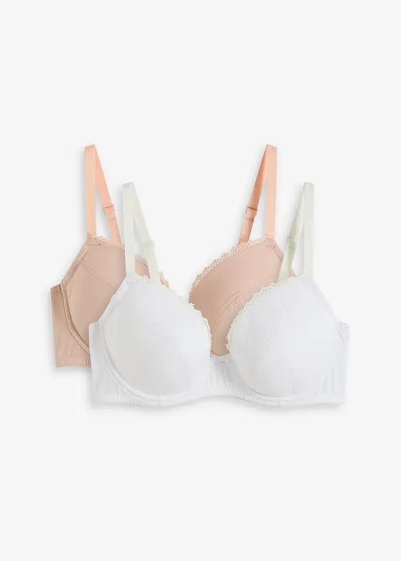 Lot de 2 soutiens-gorge coton push-up à armatures, bonprix