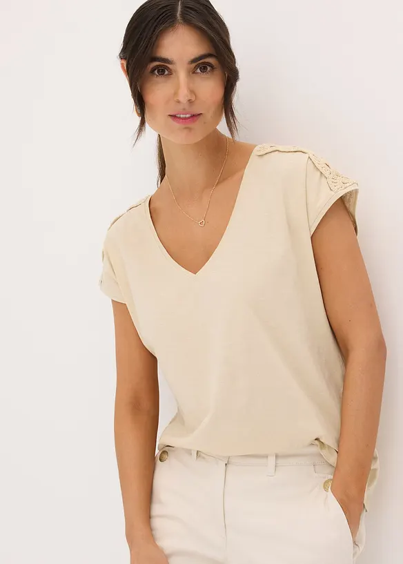 T-shirt &agrave; empi&egrave;cements crochet&eacute;s, bonprix