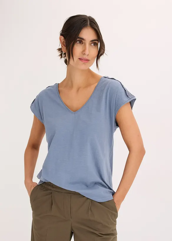 T-shirt à empiècements crochetés, bonprix