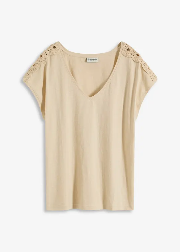 T-shirt &agrave; empi&egrave;cements crochet&eacute;s, bonprix