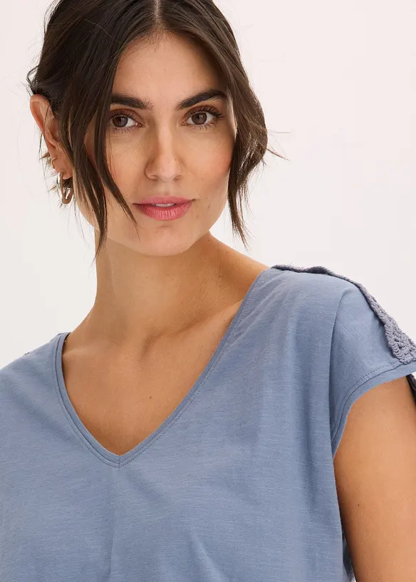 T-shirt à empiècements crochetés, bonprix