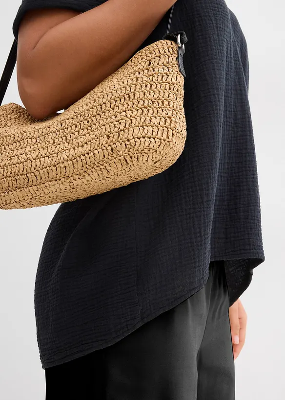 Tunique &agrave; manches courtes en gaze de coton, bonprix