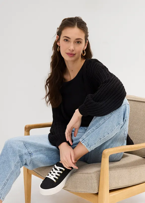 Jean barrel taille mi-haute peu extensible, cropped, bonprix