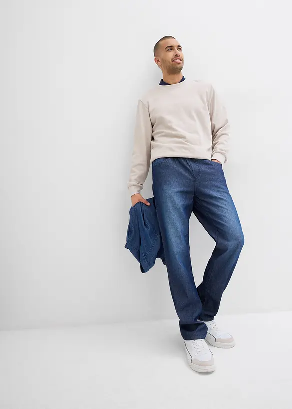 Lot de 2 jeans classiques à taille élastiquée en denim estival, bonprix