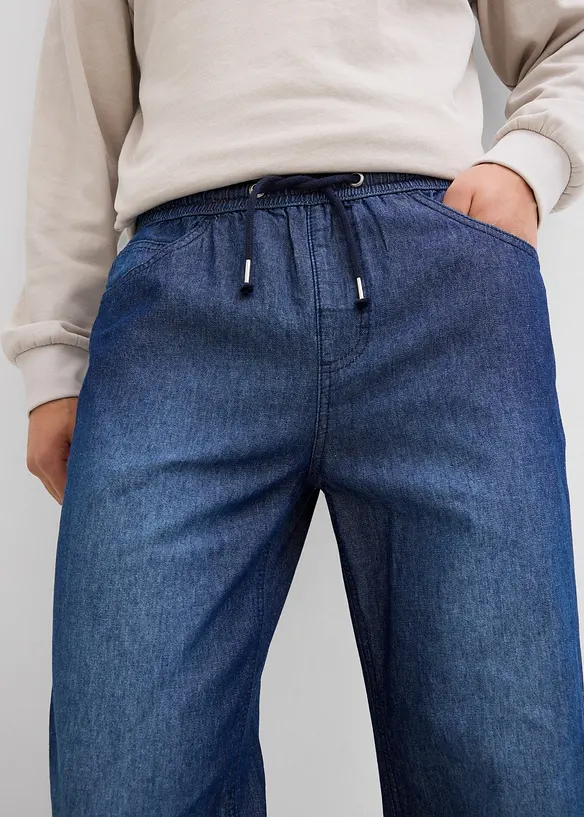 Lot de 2 jeans classiques à taille élastiquée en denim estival, bonprix