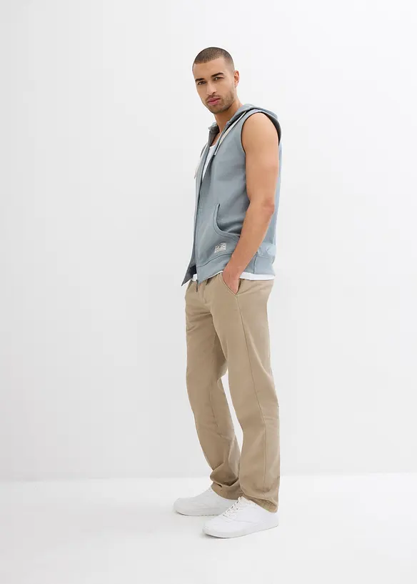 Sweat zipp&eacute; &agrave; capuche sans manches en coton m&eacute;lang&eacute;, bonprix