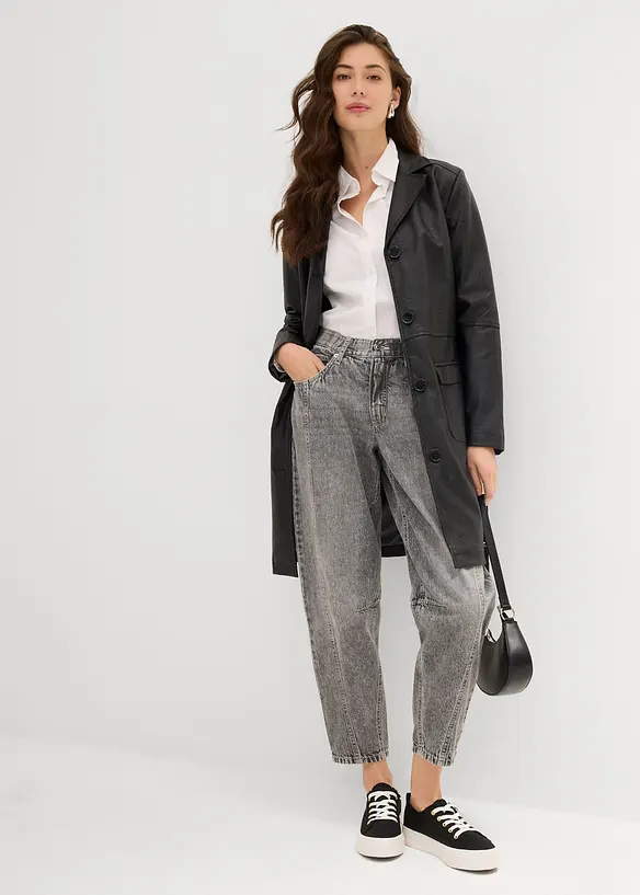 Jean barrel taille mi-haute peu extensible, cropped, bonprix