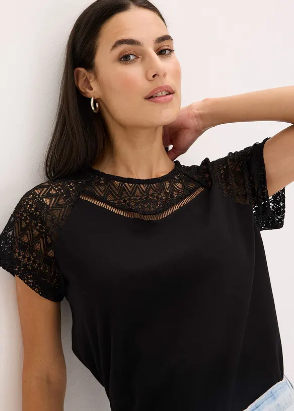 T-shirt &agrave; dentelle, bonprix