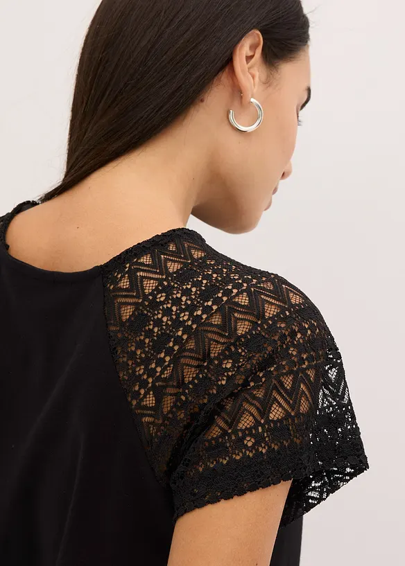 T-shirt &agrave; dentelle, bonprix