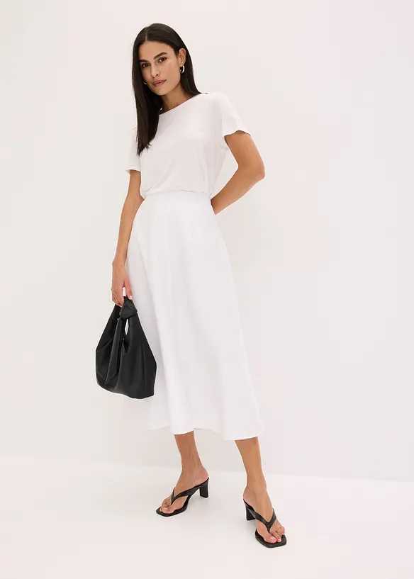 Jupe midi fluide en viscose mélangée, bonprix