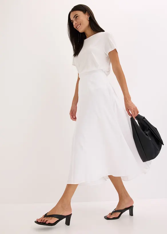 Jupe midi fluide en viscose mélangée, bonprix