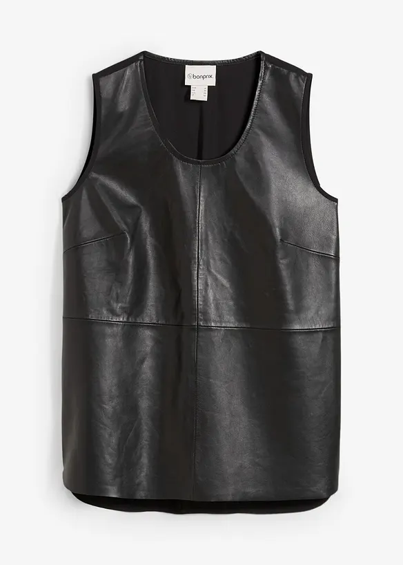 Débardeur avec devant en cuir nappa d’agneau, bonprix