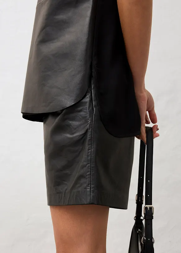 Débardeur avec devant en cuir nappa d’agneau, bonprix