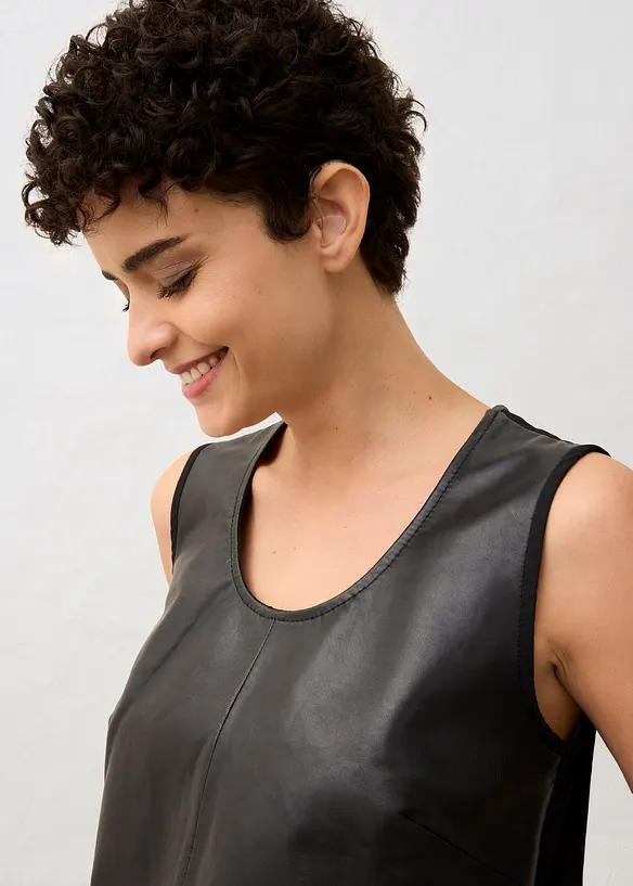 Débardeur avec devant en cuir nappa d’agneau, bonprix