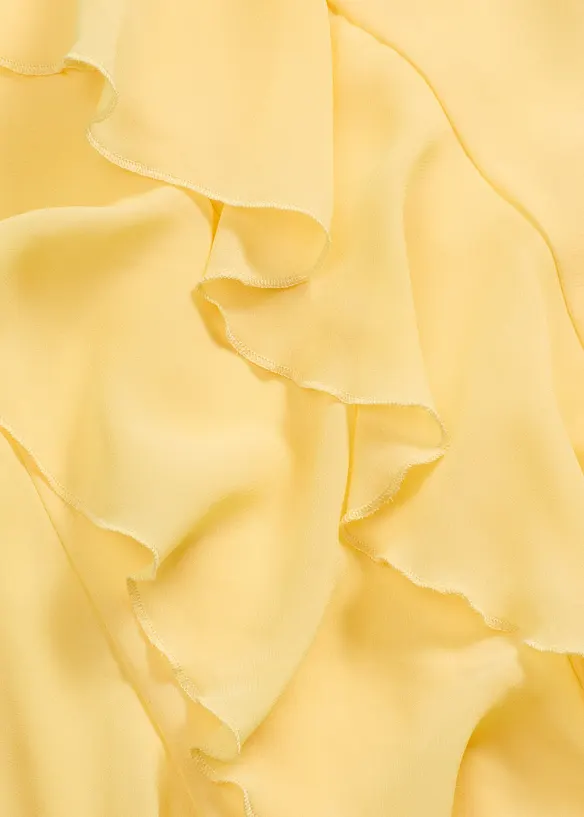 Robe en crêpe avec bretelles et volants, bonprix