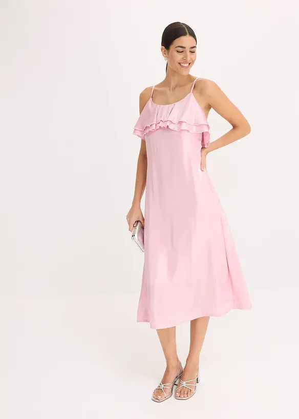 Robe à fines bretelles et volants, bonprix