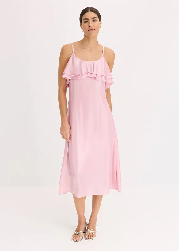 Robe à fines bretelles et volants, bonprix