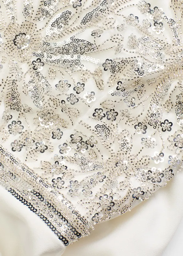 Combinaison de mariée en crêpe texturé avec perles brodées, bonprix