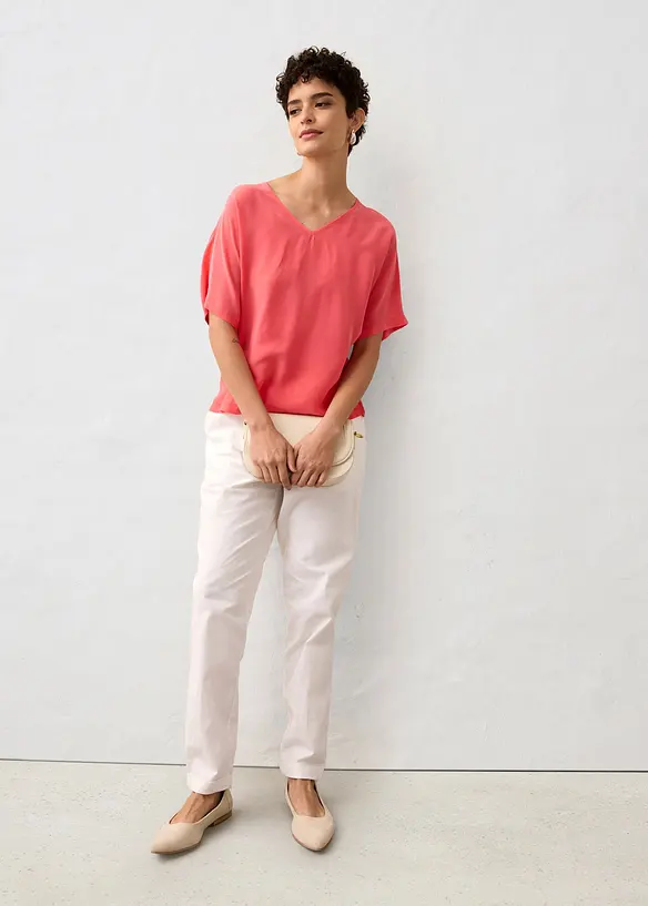 T-shirt avec soie et empi&egrave;cement tiss&eacute;, bonprix