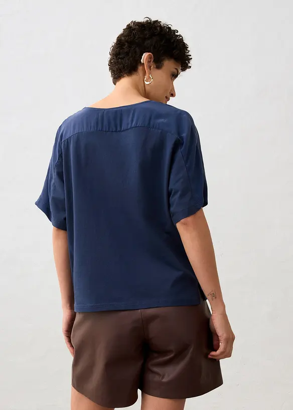 T-shirt avec soie et empiècement tissé, bonprix