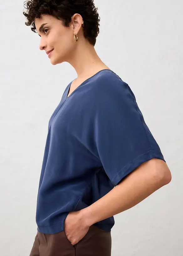 T-shirt avec soie et empiècement tissé, bonprix