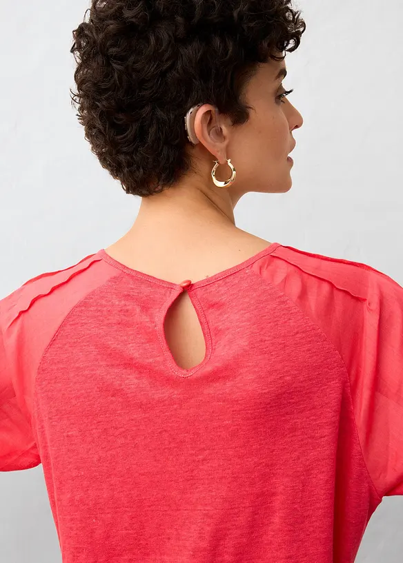 T-shirt en lin à manches ballon, bonprix