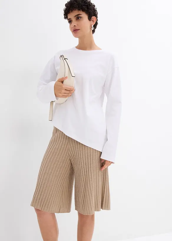 Bermuda taille haute en maille de viscose mélangée, bonprix