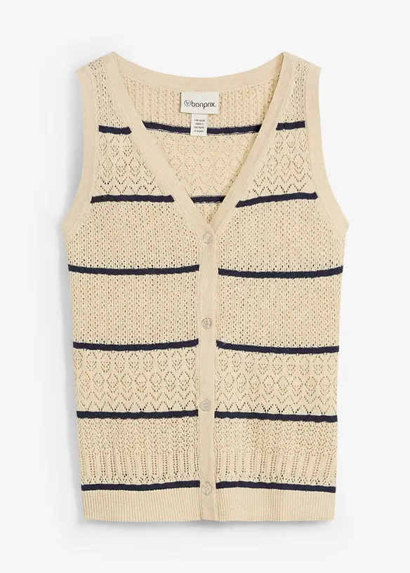 Gilet en maille ajourée avec lin, bonprix