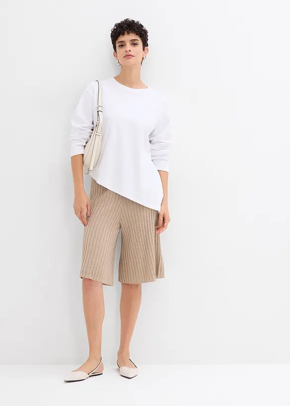 Bermuda taille haute en maille de viscose mélangée, bonprix