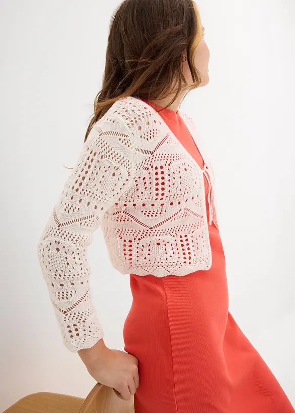 Boléro manches 3/4 en maille ajourée, bonprix