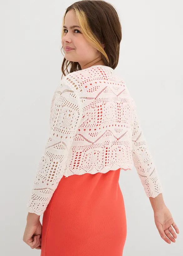 Boléro manches 3/4 en maille ajourée, bonprix