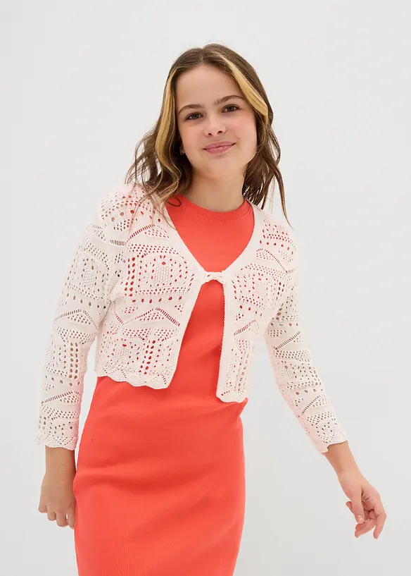 Boléro manches 3/4 en maille ajourée, bonprix