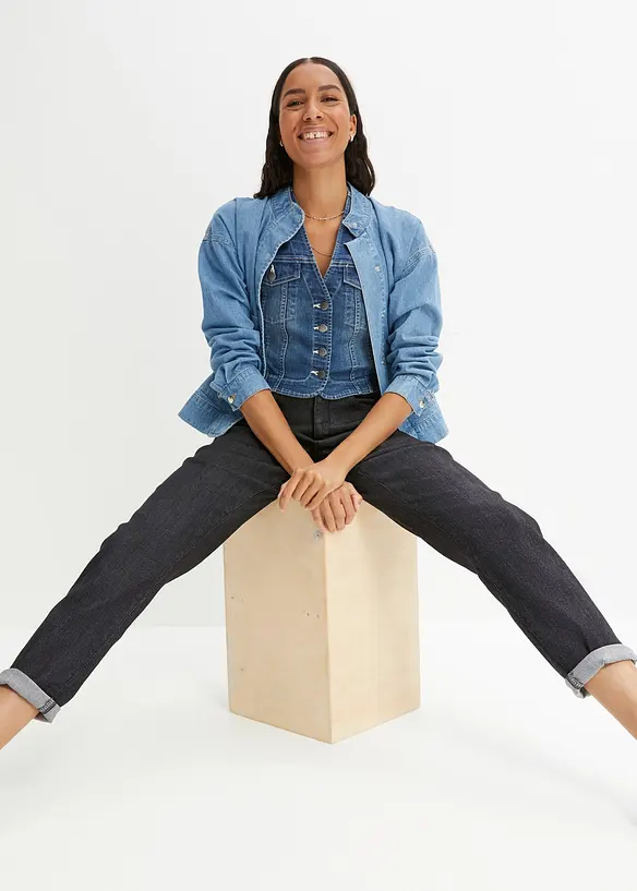 Jean mom taille haute, extensible, bonprix