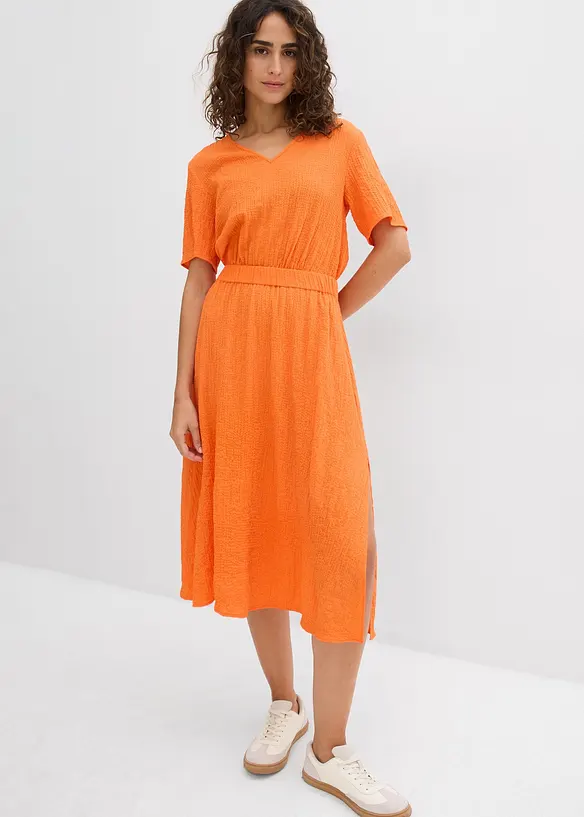 Robe midi en seersucker aérien, bonprix