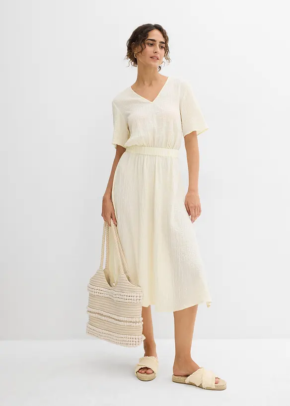 Robe midi en seersucker aérien, bonprix