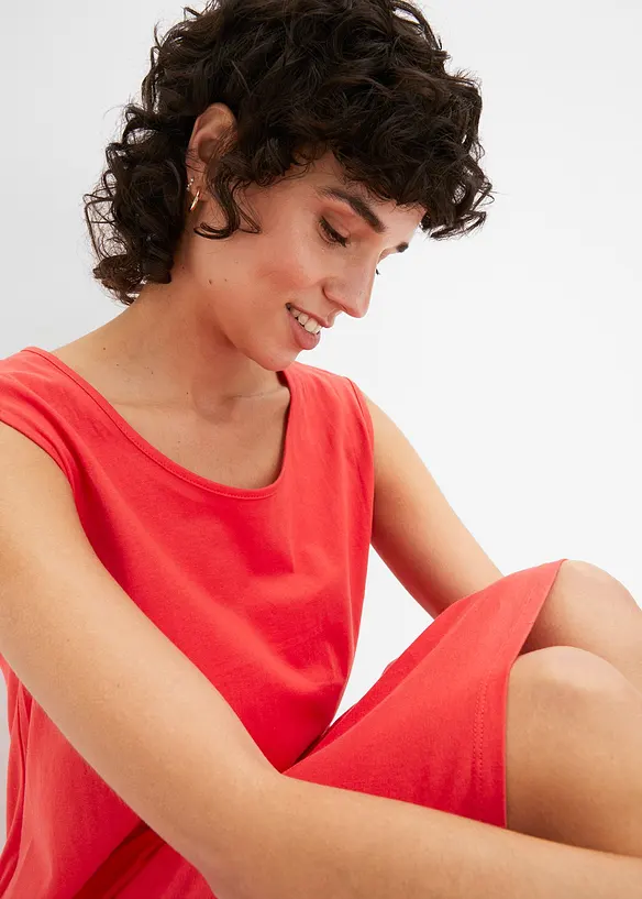 Robe trap&egrave;ze courte en jersey, sans manches, bonprix