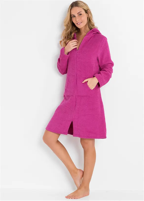 Peignoir en éponge de coton avec fermeture zippée, bonprix