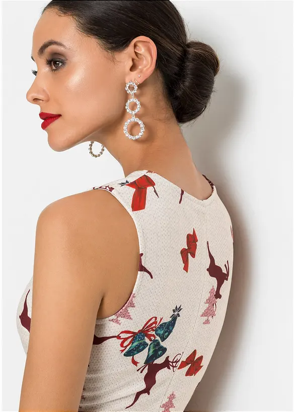 Robe fourreau en néoprène avec un motif de Noël, bonprix