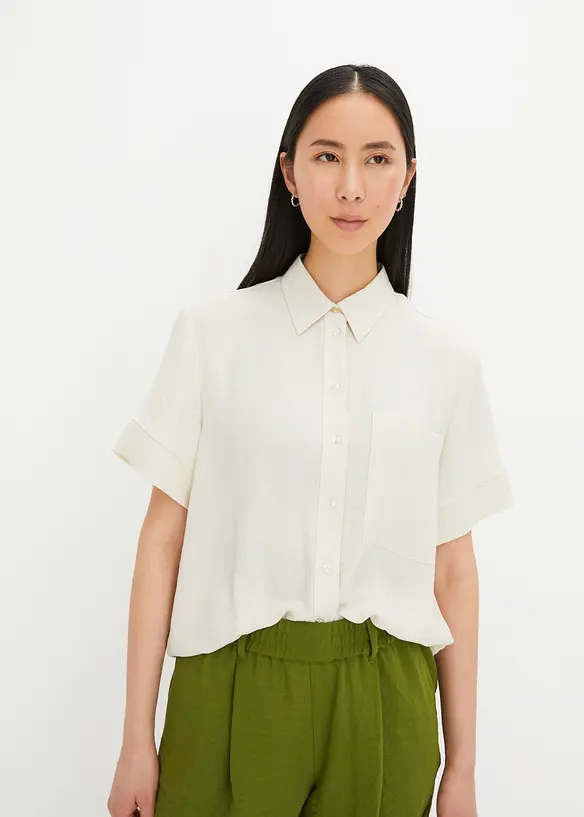 Chemisier &agrave; manches coudes et poche sur la poitrine, bonprix