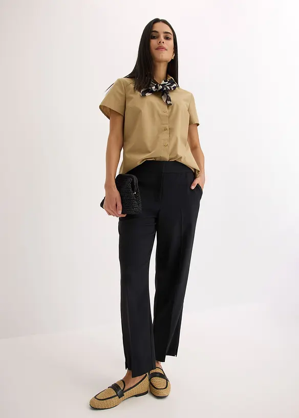 Chemisier manches courtes en popeline, bonprix