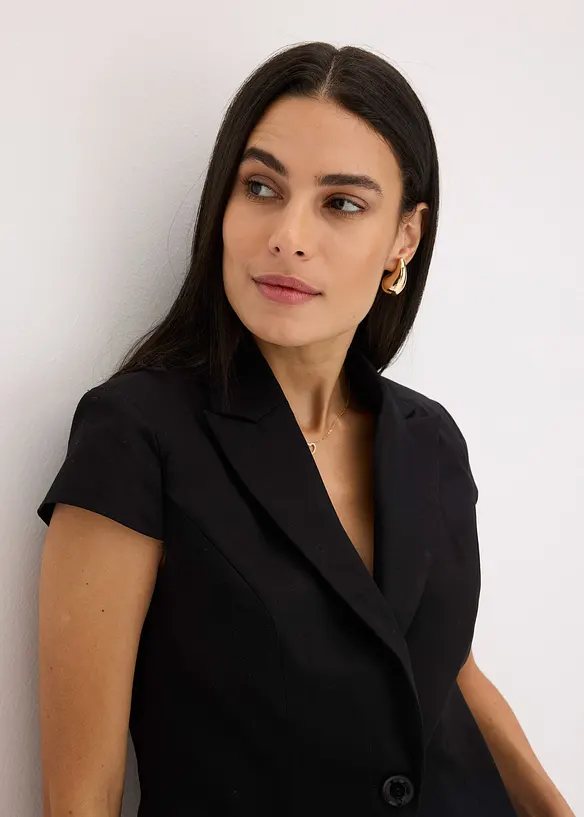 Blazer à manches courtes en satin de coton, bonprix