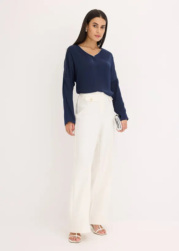 T-shirt &agrave; manches chauve-souris, empi&egrave;cement en satin, bonprix