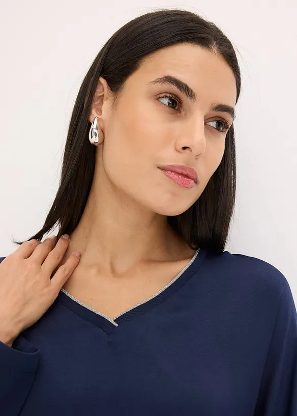 T-shirt &agrave; manches chauve-souris, empi&egrave;cement en satin, bonprix