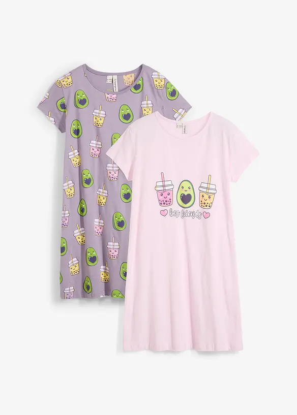 Lot de 2 chemises de nuit avec coton, bonprix