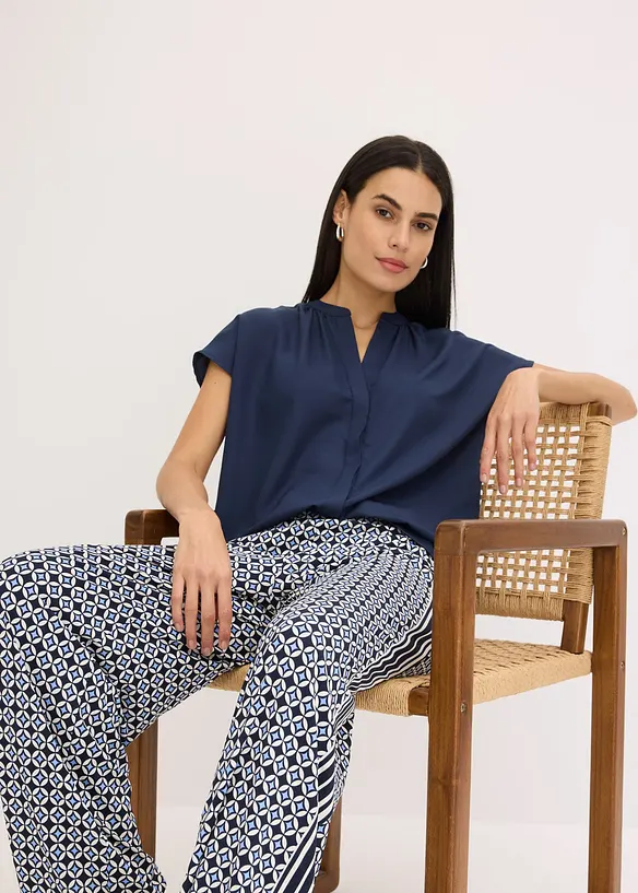 Chemisier manches courtes boutonnage invisible, bonprix