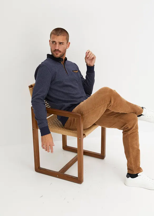 Sweat-shirt en coton à col polo, bonprix