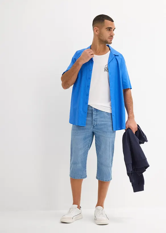 Bermuda long et l&eacute;ger en jean extensible, Regular, bonprix