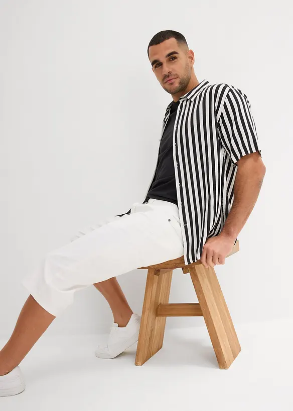 Bermuda long et léger en jean extensible, Regular, bonprix