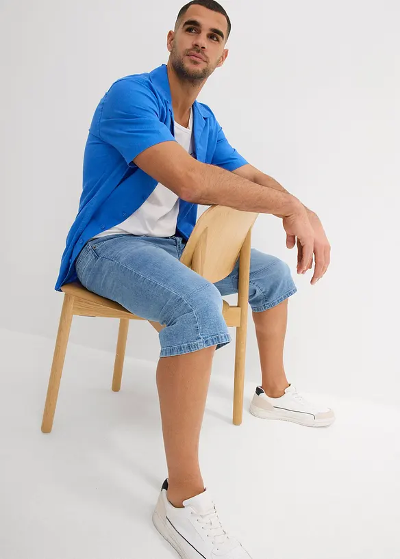 Bermuda long et l&eacute;ger en jean extensible, Regular, bonprix