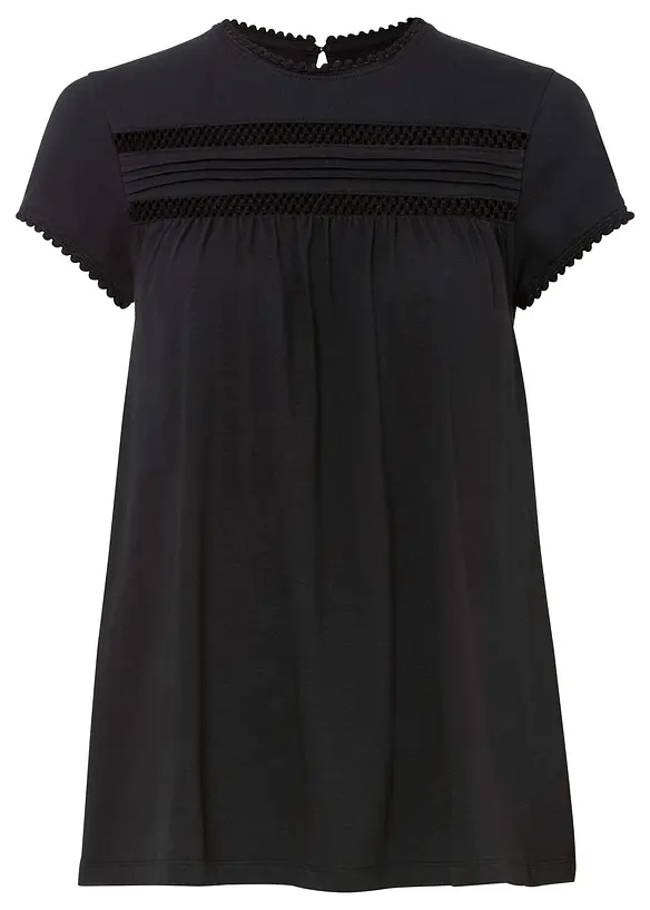 T-shirt en coton avec dentelle, bonprix